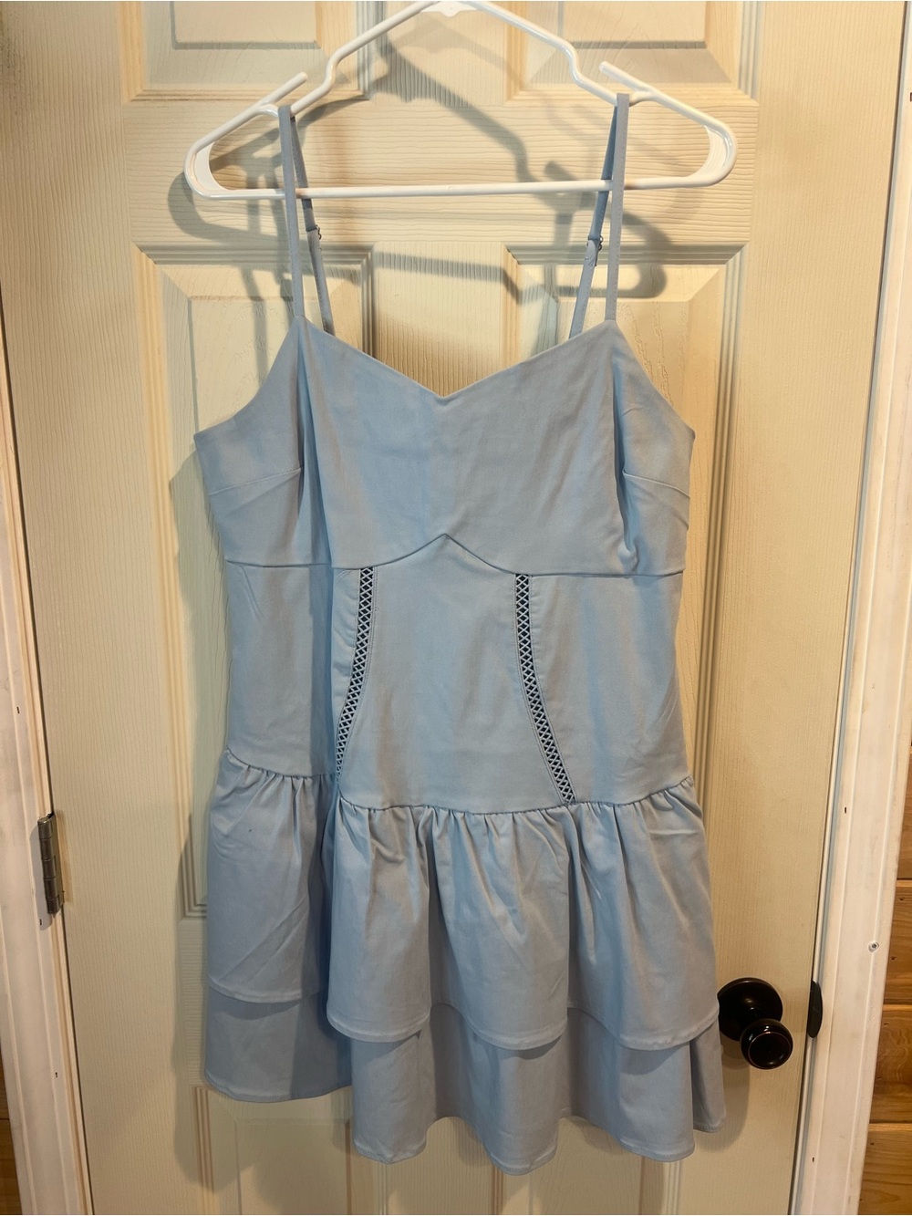 Women's Light Blue Tiered Sundress with Spaghetti Straps